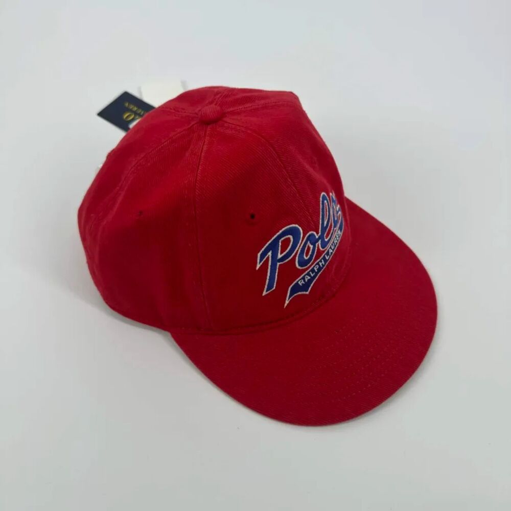 Polo Ralph Lauren Script Spellout Leather Strapback Hat NWT
